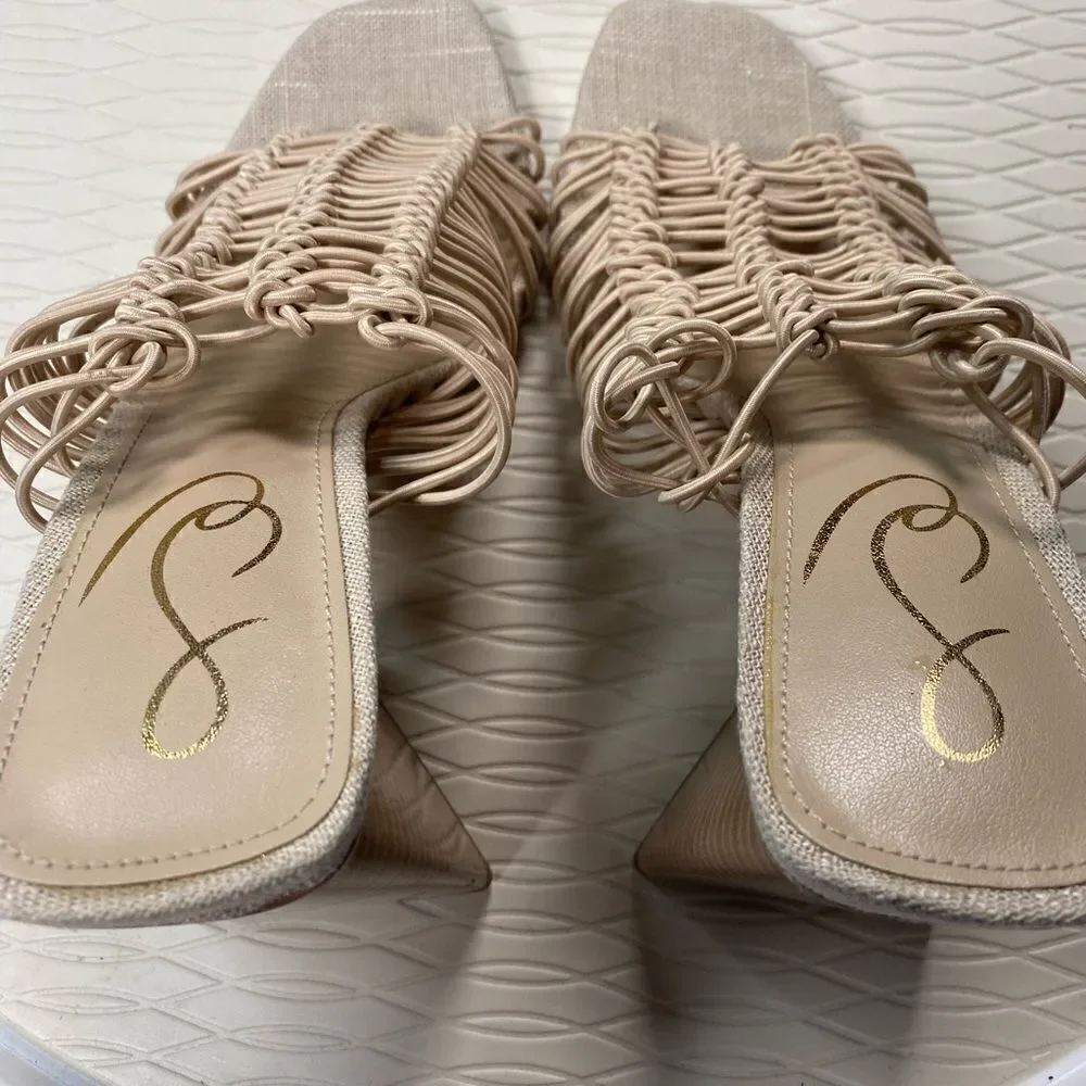 EUC Sam Edelman Tan Laurette Slip On 4” High Heel Sandals - Size 6